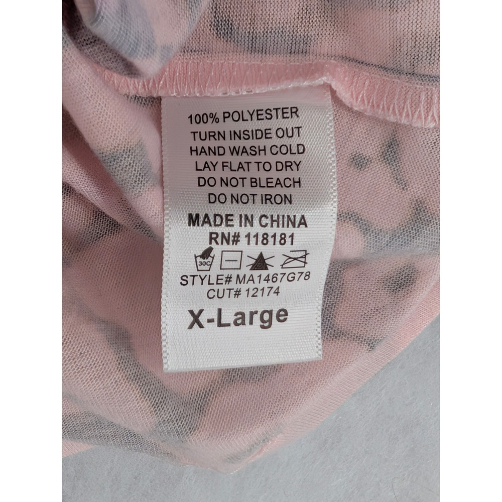 B.L.E.U. Womens Pink Mixed Print Floral Animal Rhinestone T-Shirt XL Y2K - Picture 9 of 9